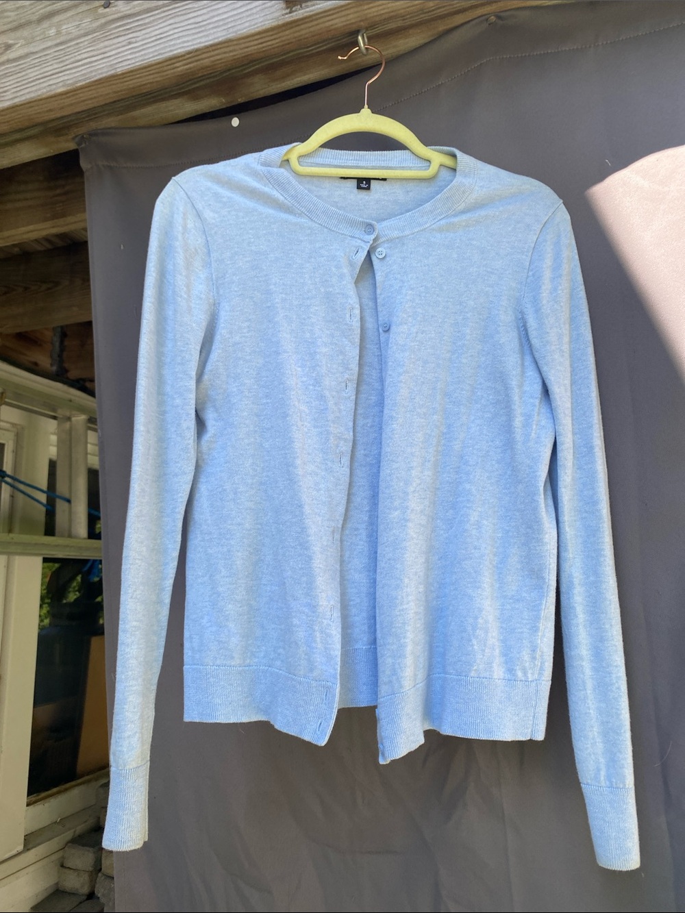 J. Crew Pale Blue Button-Front Crewneck Cardigan